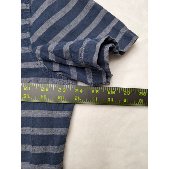 Converse One Star Vintage Mens Short Sleeve Button Down Shirt L Blue Stripe Y2K - Picture 4 of 6